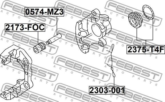 Febest 2303-001 - Пружина, колодки дискового гальма autocars.com.ua