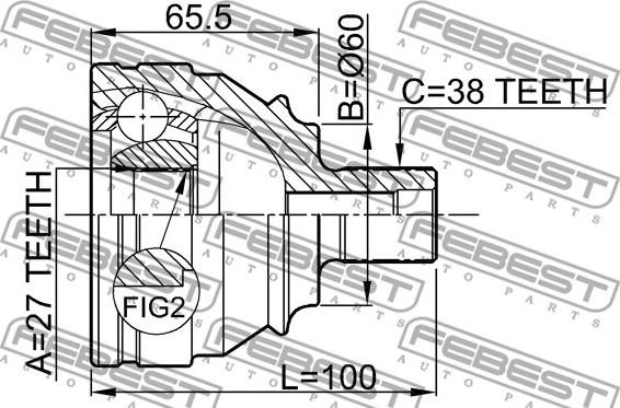 Febest 2310-028 - Шарнірний комплект, ШРУС, приводний вал autocars.com.ua