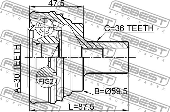 Febest 2310-032 - Шарнірний комплект, ШРУС, приводний вал autocars.com.ua