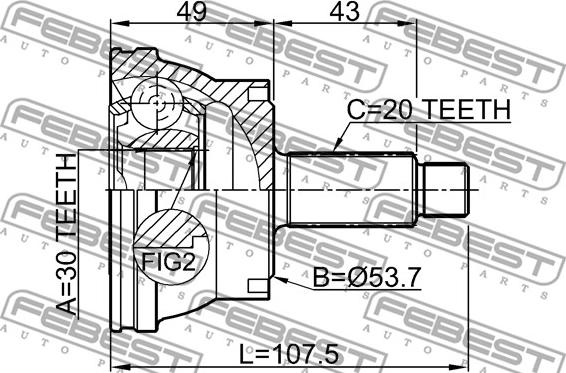 Febest 2310-035 - Шарнирный комплект, ШРУС, приводной вал avtokuzovplus.com.ua