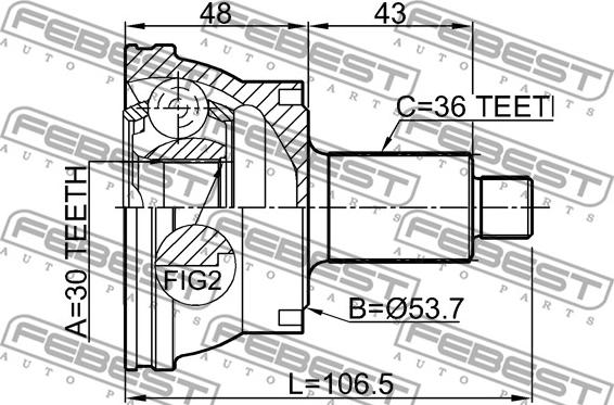 Febest 2310-036 - Шарнирный комплект, ШРУС, приводной вал autodnr.net