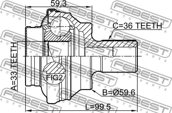 Febest 2310-CCR - Шарнирный комплект, ШРУС, приводной вал avtokuzovplus.com.ua