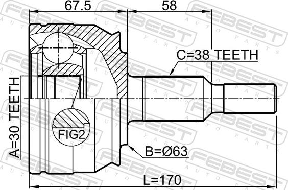 Febest 2310-T6 - Шарнирный комплект, ШРУС, приводной вал avtokuzovplus.com.ua