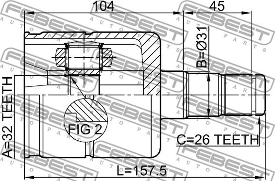 Febest 2311-030 - Шарнірний комплект, ШРУС, приводний вал autocars.com.ua