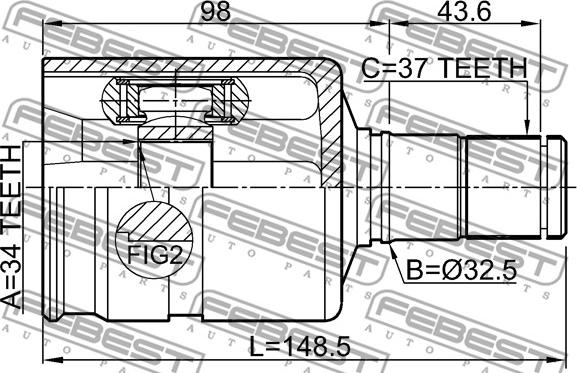 Febest 2311-5N1LH - Шарнірний комплект, ШРУС, приводний вал autocars.com.ua