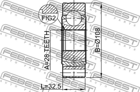 Febest 2311-B6 - Шарнирный комплект, ШРУС, приводной вал avtokuzovplus.com.ua