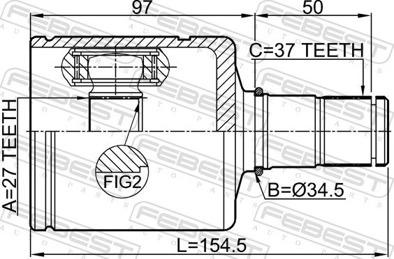 Febest 2311-T6ATLH - Шарнірний комплект, ШРУС, приводний вал autocars.com.ua