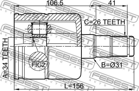 Febest 2311-TATLH - Шарнірний комплект, ШРУС, приводний вал autocars.com.ua