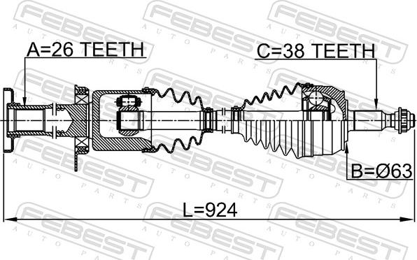 Febest 2314-7HRH - Приводной вал avtokuzovplus.com.ua