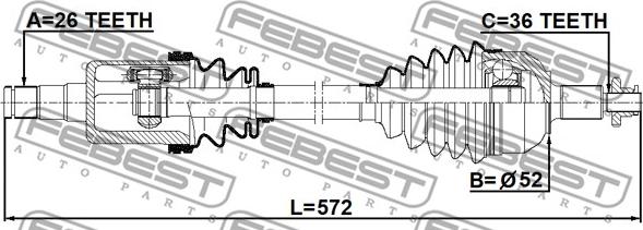 Febest 2314-PVLH - Приводний вал autocars.com.ua