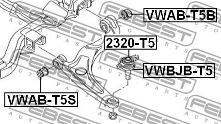 Febest VWAB-T5S - Сайлентблок, важеля підвіски колеса autocars.com.ua