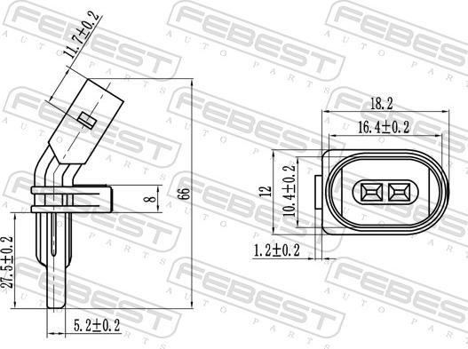 Febest 23606-005 - Датчик ABS, частота вращения колеса avtokuzovplus.com.ua