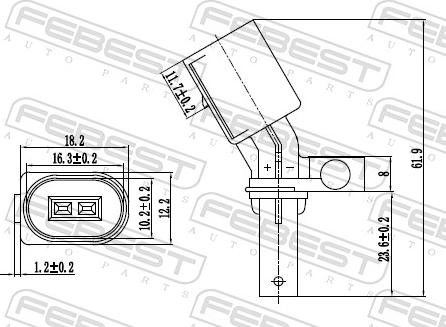 Febest 23606-008 - Датчик ABS, частота вращения колеса avtokuzovplus.com.ua