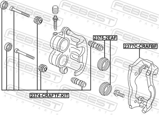 Febest 2377C-CRAFBF - Комплект підтримки корпусу скоби гальма autocars.com.ua