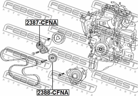 Febest 2387-CFNA - Паразитний / провідний ролик, поліклиновий ремінь autocars.com.ua