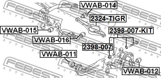 Febest 2398-007-KIT - Болт регулювання розвалу коліс autocars.com.ua