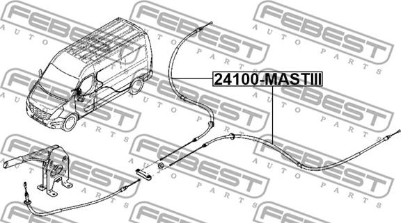 Febest 24100-MASTIII - Трос, гальмівна система autocars.com.ua