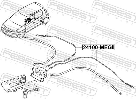 Febest 24100-MEGII - Трос, гальмівна система autocars.com.ua