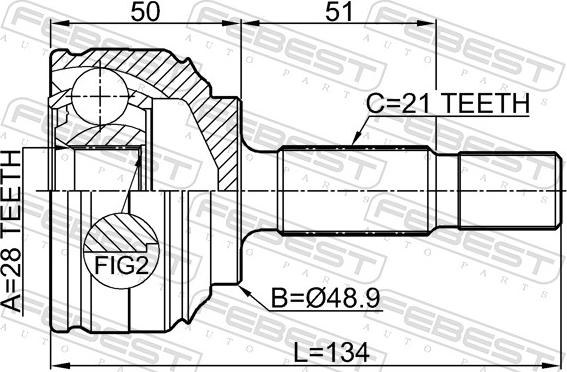 Febest 2410-LOGI - Шарнирный комплект, ШРУС, приводной вал avtokuzovplus.com.ua