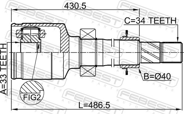 Febest 2411-CAPTRH - Шарнірний комплект, ШРУС, приводний вал autocars.com.ua