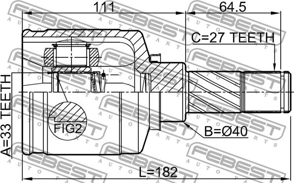 Febest 2411-DUSTAWDLH - Шарнірний комплект, ШРУС, приводний вал autocars.com.ua