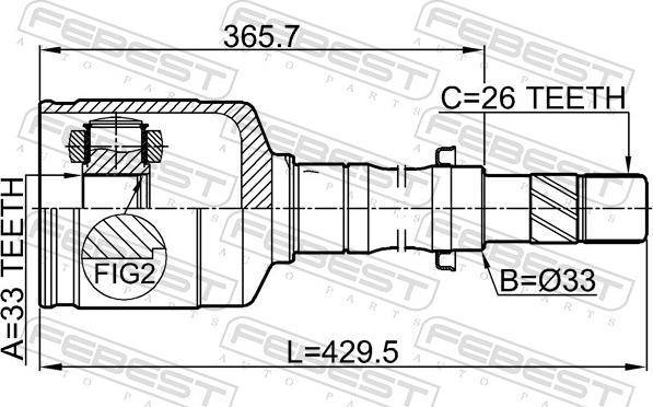 Febest 2411-DUSTMTRH - Шарнірний комплект, ШРУС, приводний вал autocars.com.ua