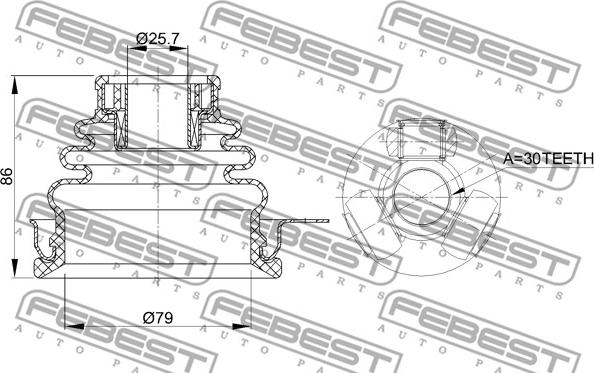 Febest 2411-LOGLH - Шарнірний комплект, ШРУС, приводний вал autocars.com.ua