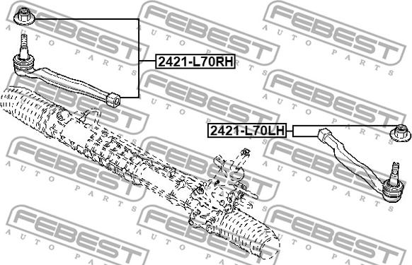 Febest 2421-L70LH - Наконечник рульової тяги, кульовий шарнір autocars.com.ua