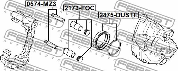 Febest 2475-DUSTF - Ремкомплект, гальмівний супорт autocars.com.ua