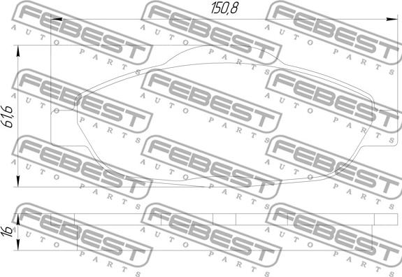 Febest 2501-308F - Гальмівні колодки, дискові гальма autocars.com.ua