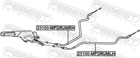 Febest 25100-MFDRUMLH - Тросик, cтояночный тормоз avtokuzovplus.com.ua