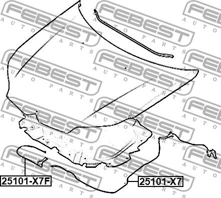 Febest 25101-X7F - Тросик замка капота autocars.com.ua