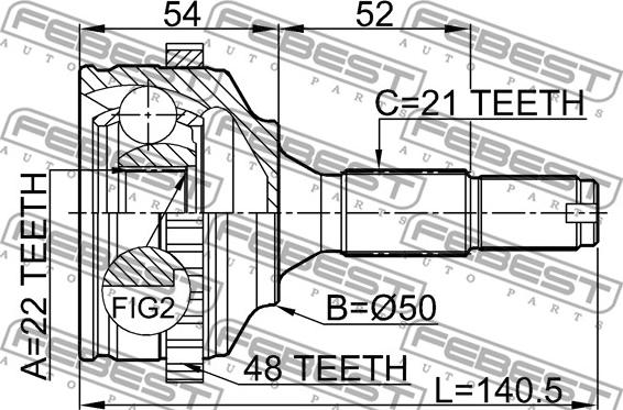 Febest 2510-206A48 - Шарнирный комплект, ШРУС, приводной вал autodnr.net