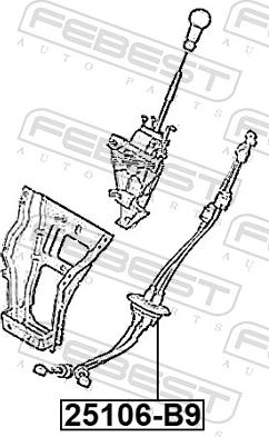 Febest 25106-B9 - Трос, ступінчаста коробка передач autocars.com.ua