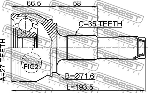 Febest 2510-BOX3TD - Шарнірний комплект, ШРУС, приводний вал autocars.com.ua