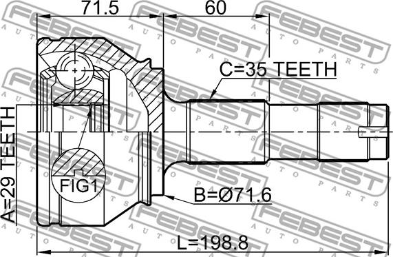 Febest 2510-BOX3 - Шарнірний комплект, ШРУС, приводний вал autocars.com.ua