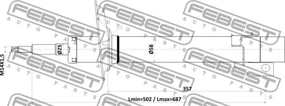 Febest 25110-004F - Амортизатор avtokuzovplus.com.ua