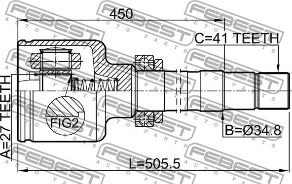 Febest 2511-BOX3RH - Шарнірний комплект, ШРУС, приводний вал autocars.com.ua