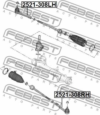 Febest 2521-308RH - Наконечник рулевой тяги, шарнир autodnr.net