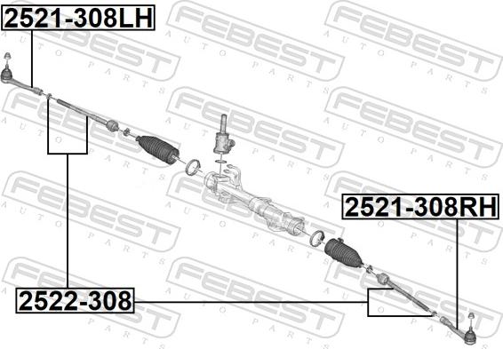 Febest 2522-308 - Осьовий шарнір, рульова тяга autocars.com.ua