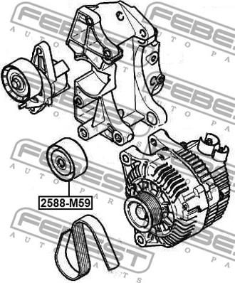 Febest 2588-M59 - Направляющий ролик, поликлиновый ремень autodnr.net