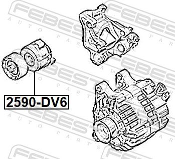 Febest 2590-DV6 - Натягувач ременя, клинові зуб. autocars.com.ua