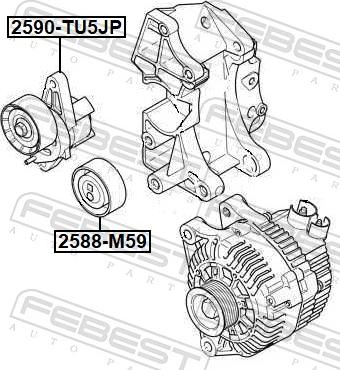 Febest 2590-TU5JP - Натяжитель, поликлиновый ремень avtokuzovplus.com.ua