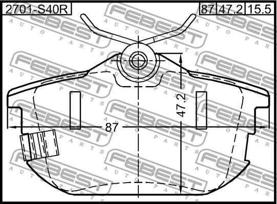 Febest 2701-S40R - Тормозные колодки, дисковые, комплект autodnr.net