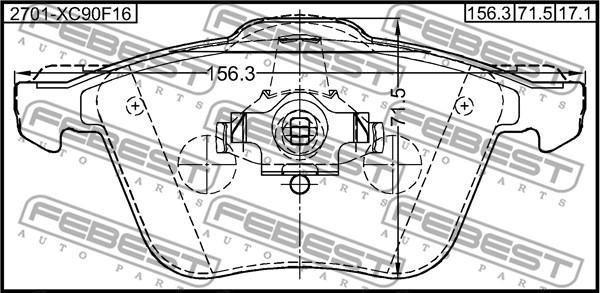 Febest 2701-XC90F16 - Гальмівні колодки, дискові гальма autocars.com.ua