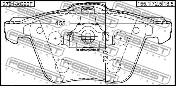 Febest 2701-XC90F - Тормозные колодки, дисковые, комплект avtokuzovplus.com.ua