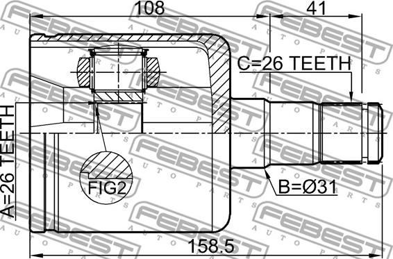 Febest 2711-S40IILH - Шарнирный комплект, ШРУС, приводной вал avtokuzovplus.com.ua