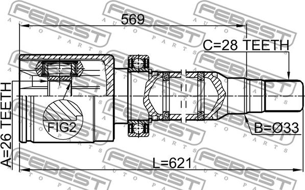 Febest 2711-S60IIRH - Шарнирный комплект, ШРУС, приводной вал avtokuzovplus.com.ua