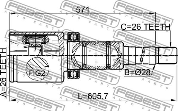 Febest 2711-S80AWDTRH - Шарнирный комплект, ШРУС, приводной вал avtokuzovplus.com.ua