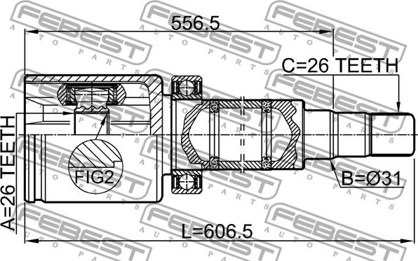 Febest 2711-V70ATTRH - Шарнирный комплект, ШРУС, приводной вал avtokuzovplus.com.ua